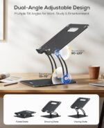 Nulaxy Fully Adjustable Laptop Stand for Desk, Dual Foldable Computer Riser with Heat-Vent - Image 4